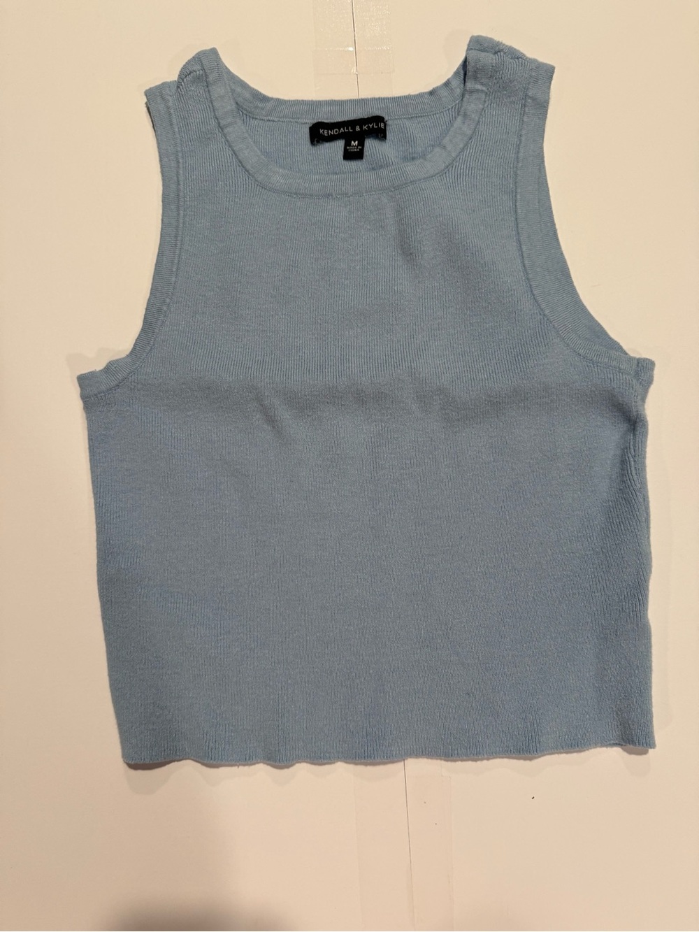 Kendall & Kylie Light Blue Ribbed Knit Tank Top